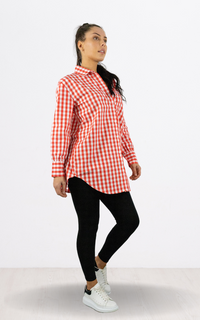 Red Check Loose Fit Full Sleeve Shirt