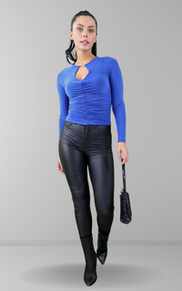 Cobalt Long sleeve ruched front top