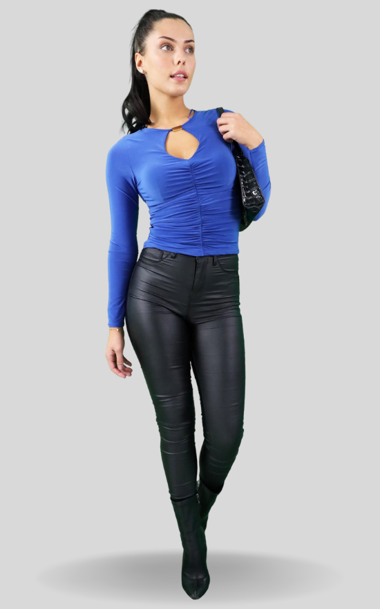 Cobalt Long sleeve ruched front top